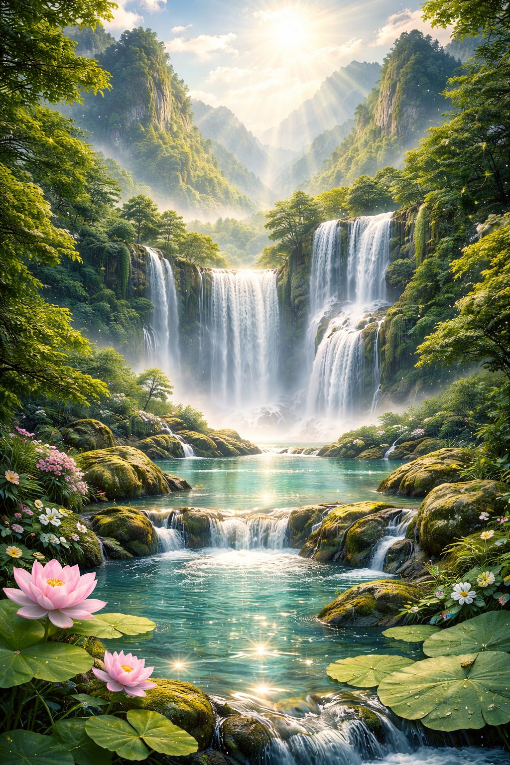 Núi & Thác Nước – Hình Ảnh May Mắn Và Thành Công