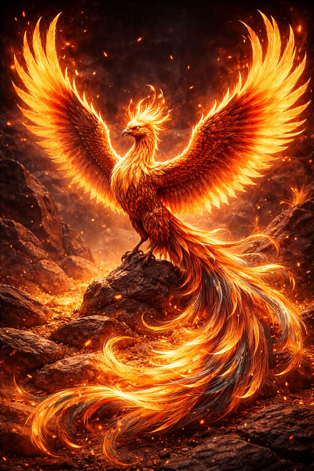 Hình nền Phương hoàng vững chắc trên núi đá