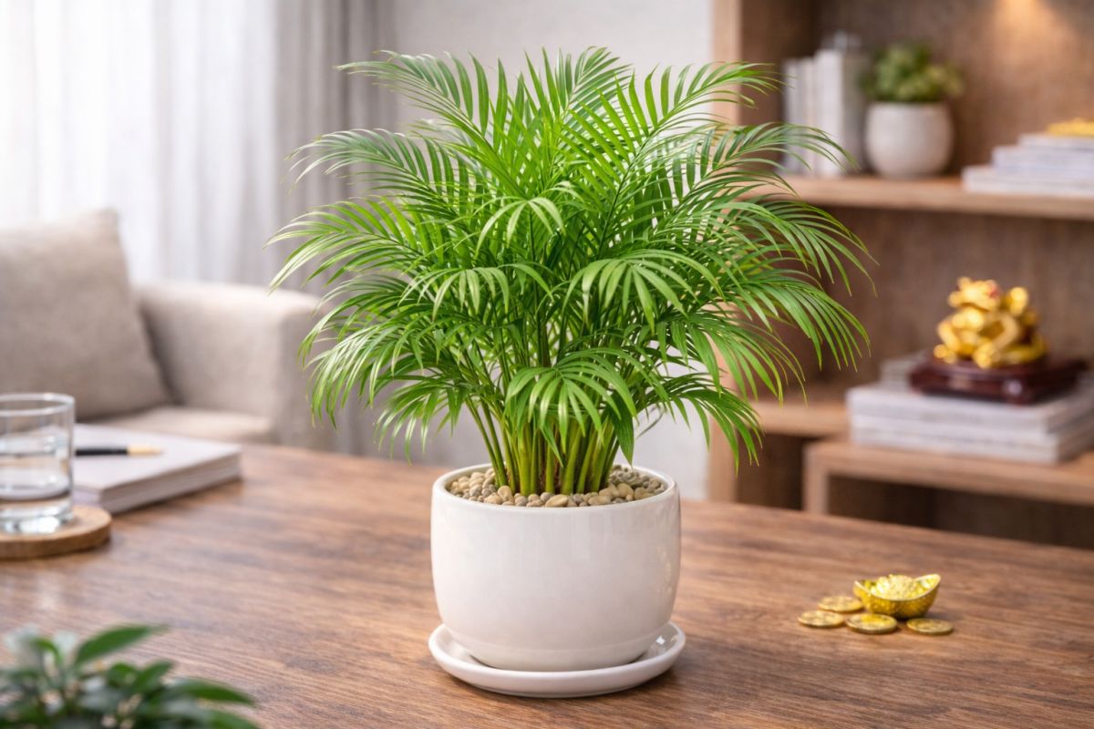 Cây Cau Vàng giúp cân bằng năng lượng và tạo không gian sống thoáng đãng.