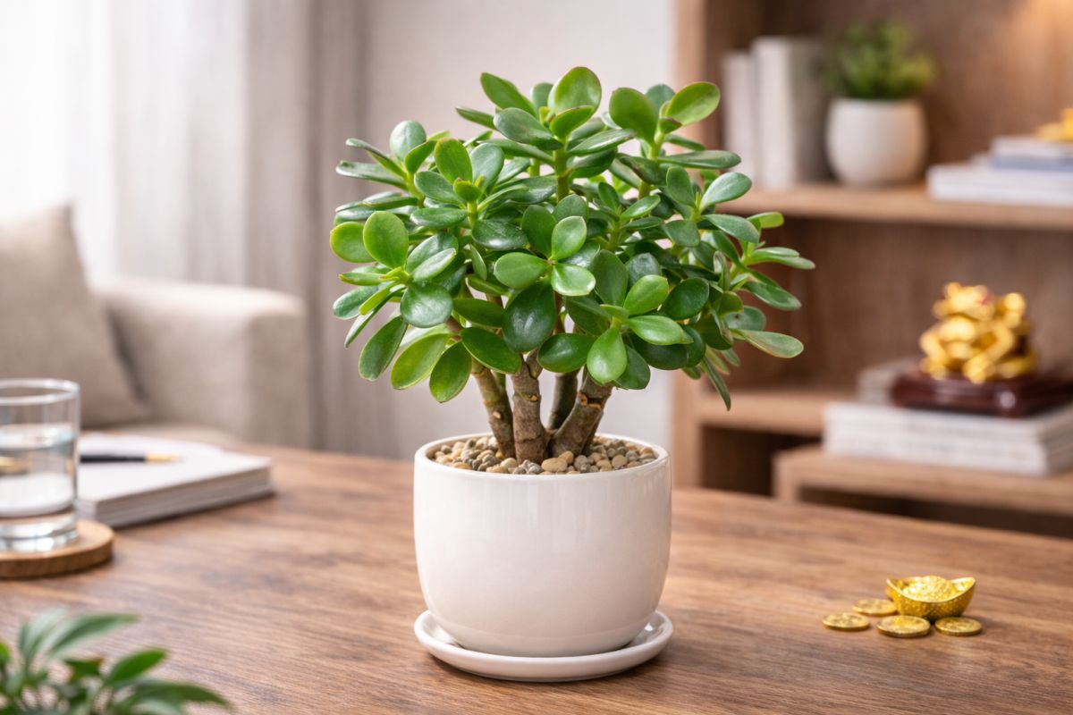 Cây Ngọc Bích với lá hình đồng tiền, đại diện cho tài lộc và cơ hội thịnh vượng.