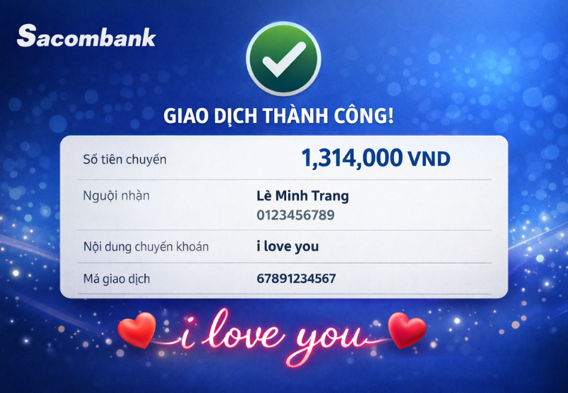 chuyển khoản số tiền may mắn cho người yêu