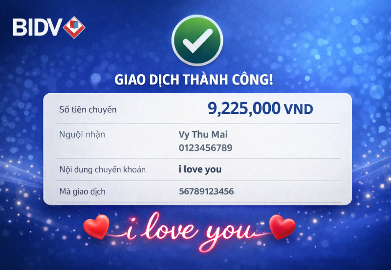 chuyển khoản số tiền may mắn cho người yêu