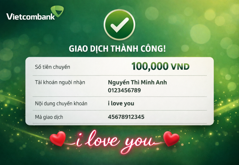 chuyển khoản số tiền may mắn cho người yêu